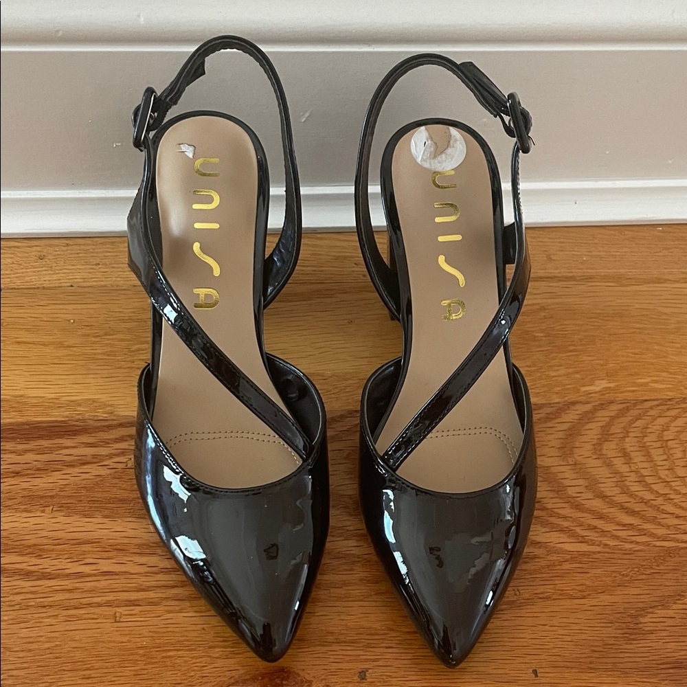 Unisa Black Patent Slingback Heels